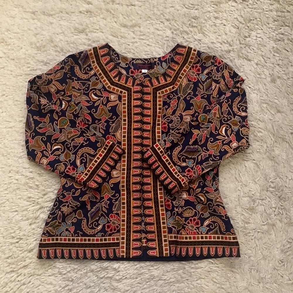 Multicolored Ethnic Print Lightweight Jacket Top
